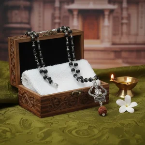 Karungali Malai With Rudraksh Trisool Pendant